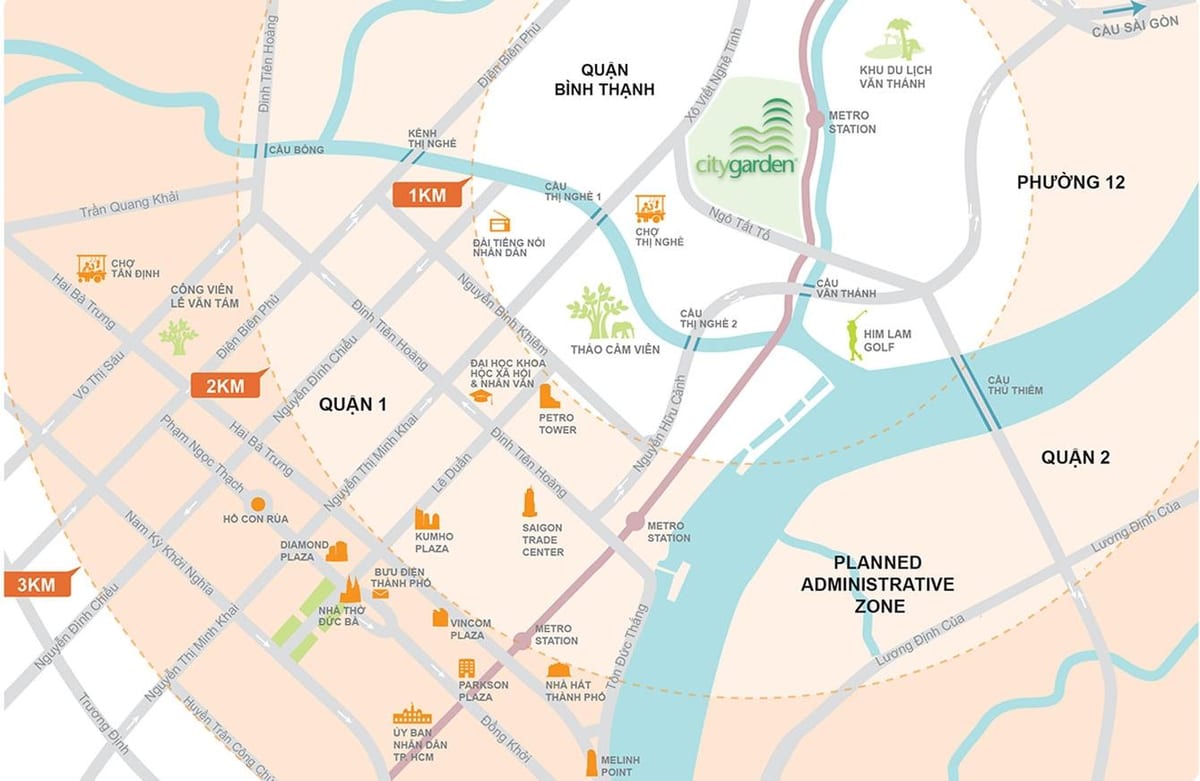 Zemljevid binh thanh district