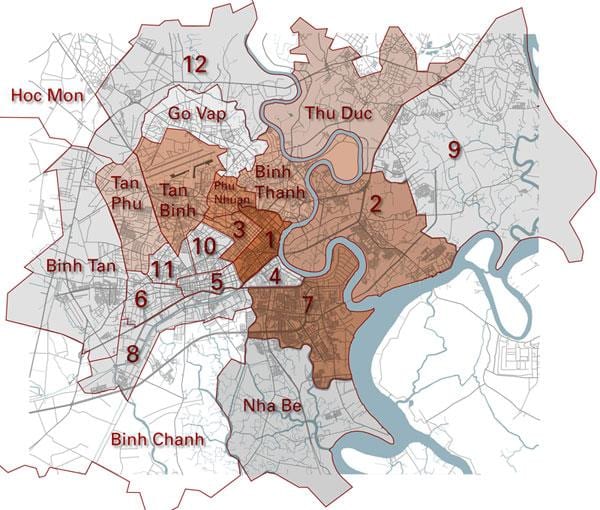 okrožno zemljevid saigon