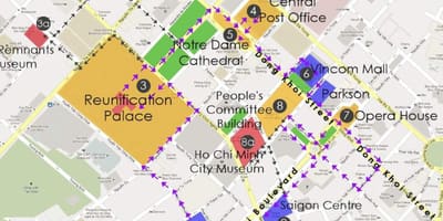 Ho chi minh city peš ogled zemljevida