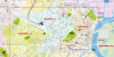Turistična karta ho chi minh city okrožno 1